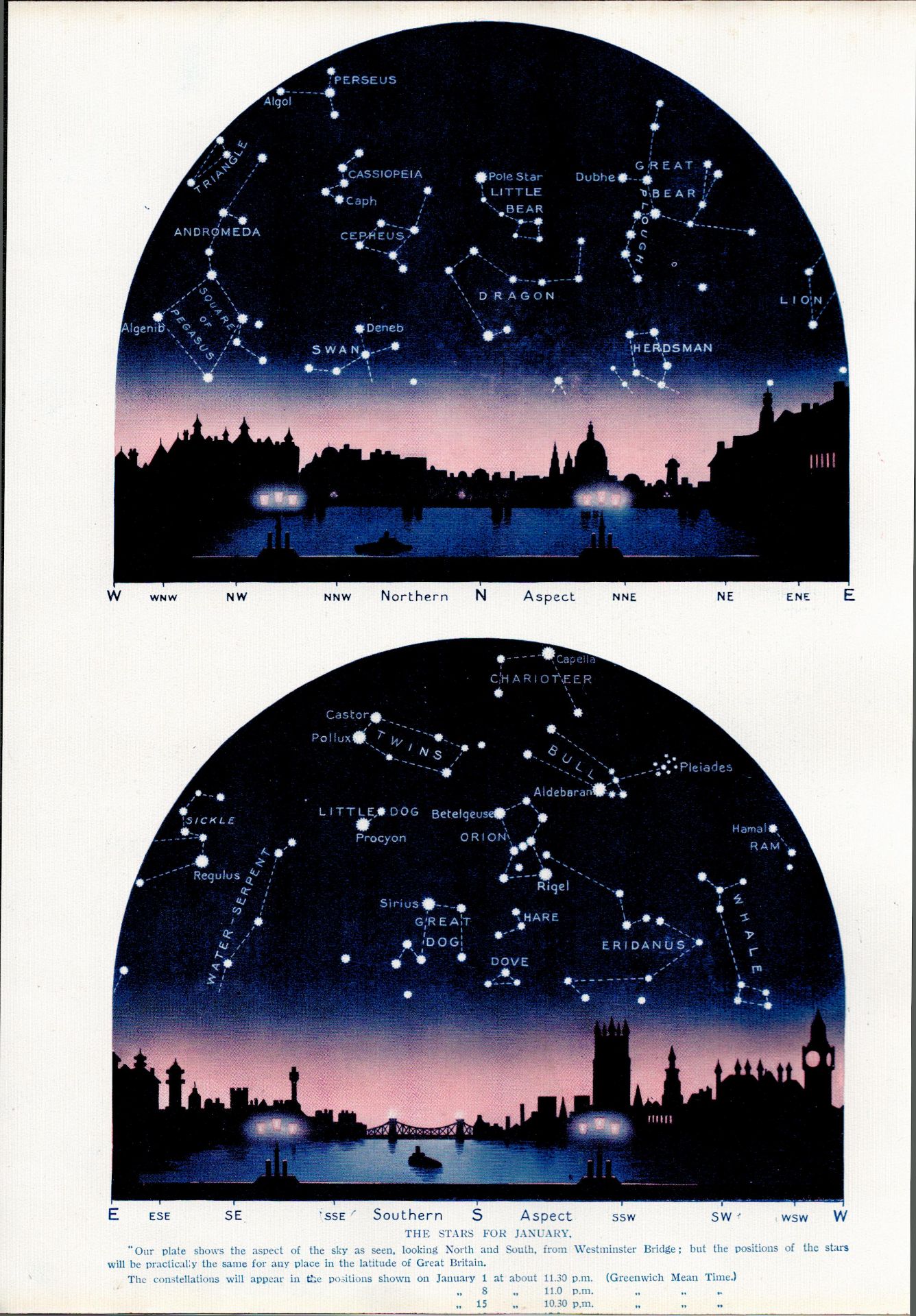 Collection of The Stars Over London Astronomy Antique Linen Book Plates - Image 5 of 10