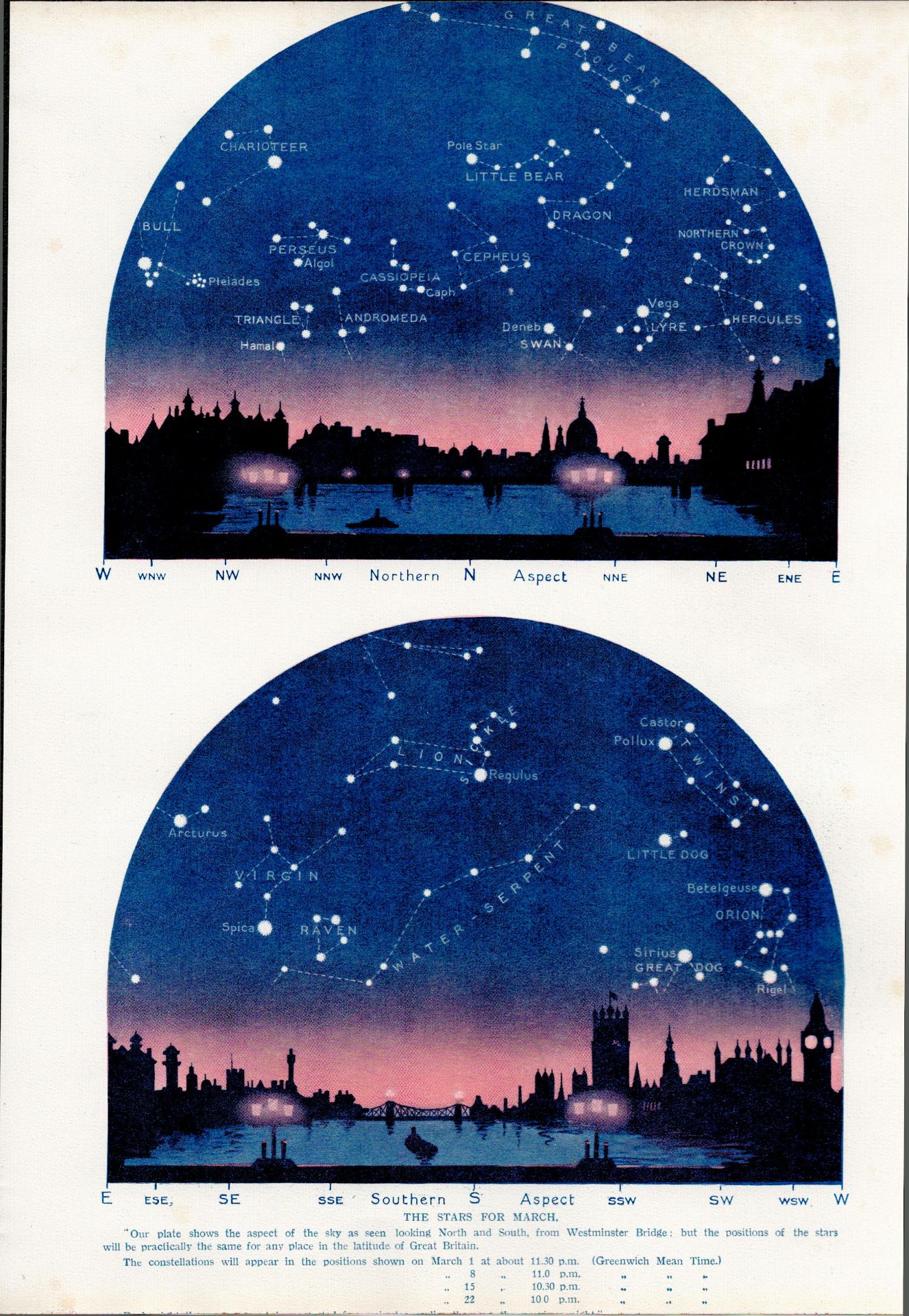 Collection of The Stars Over London Astronomy Antique Linen Book Plates - Image 3 of 10