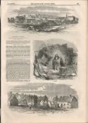 Irish Famine Villages Tullig Kilrush 1849 Antique Wood Engraved Print