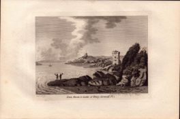 Cornwall Castles of Fowey Francis Grose Antique 1783 Copper Engraving.