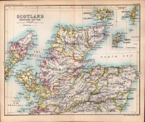 Scotland Northern Area Double Sided Antique 1896 Map.