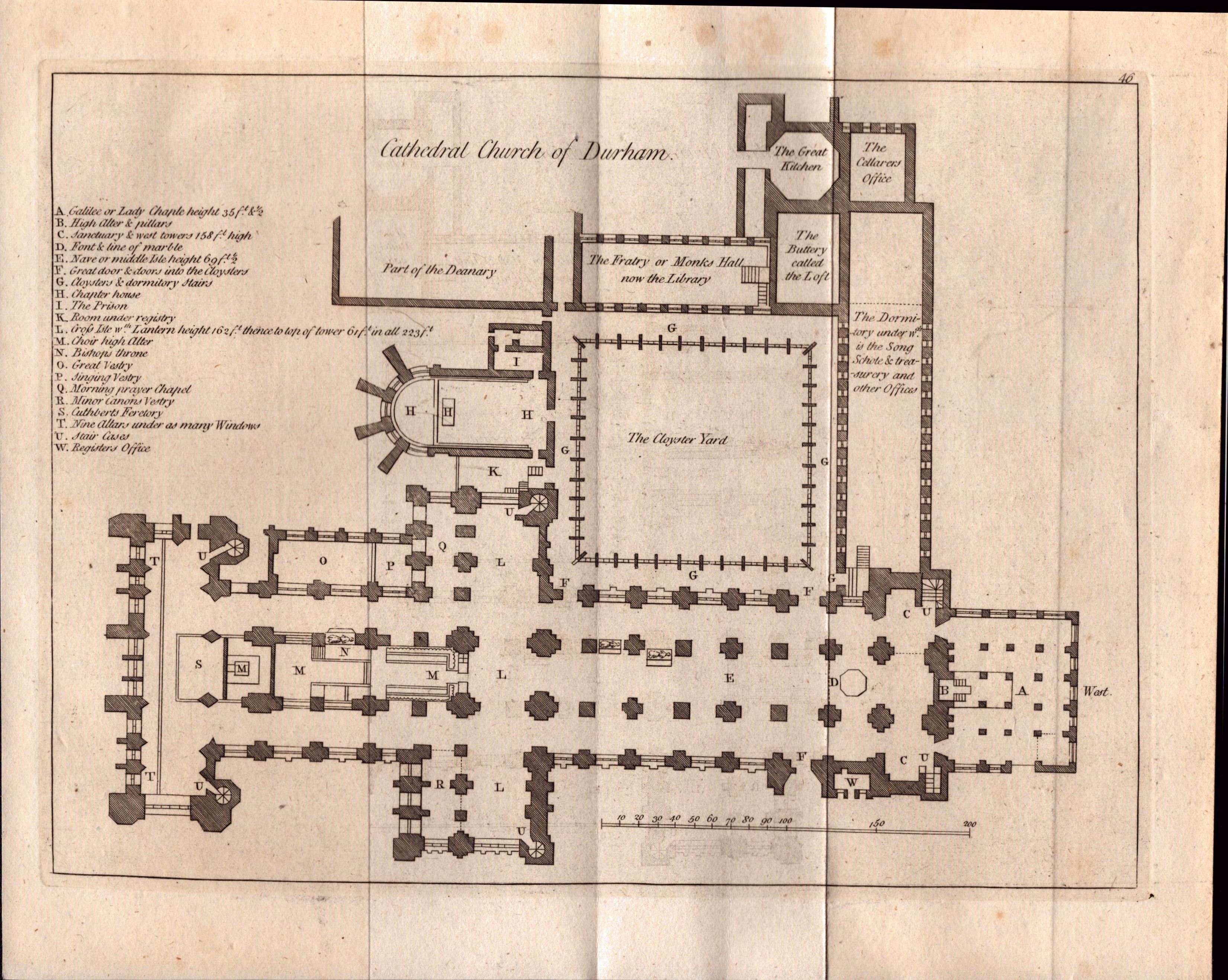 Durham Cathedral & Floor Plan Francis Grose 1783 Copper Engraving. - Image 2 of 3