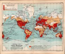 World Commercial Chart Double Sided Antique 1896 Map.