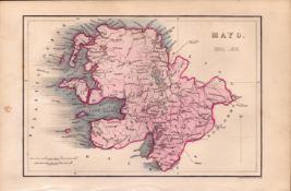 County Mayo Antique 1850’s Coloured Map Mrs Hall Tour of Ireland.