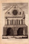 Kent Barfreston Church Francis Grose 1783 Copper Plate Engraving.
