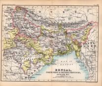 Bengal Assam Calcutta Etc Double Sided Antique 1896 Map.