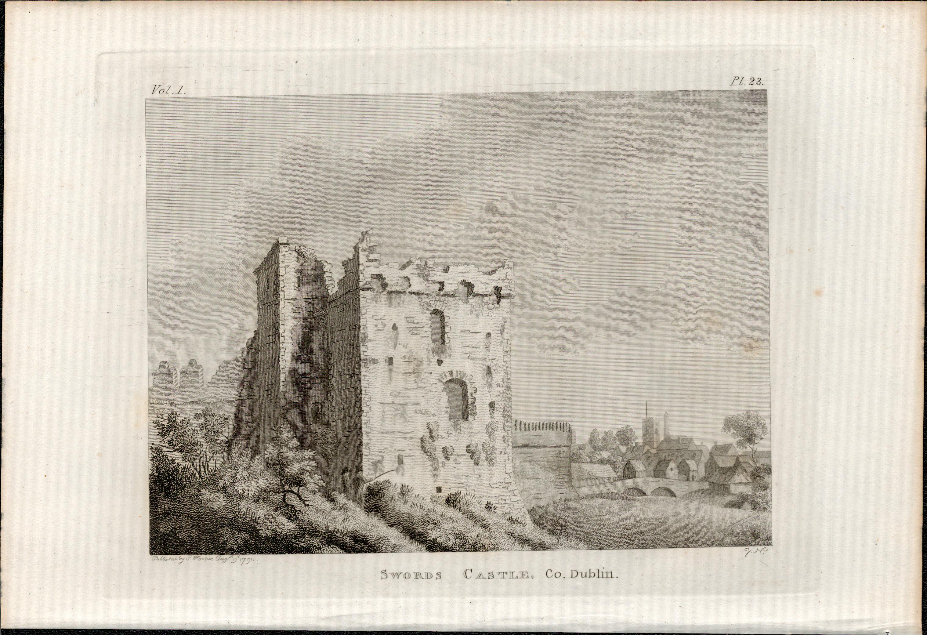 Swords Castle Co Dublin Rare 1791 Francis Grose Antique Print