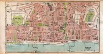 Brighton City & Seafront Steet Plan Coloured Vintage 1924 Map.
