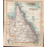 Australia Queensland Double Sided Antique 1896 Map.