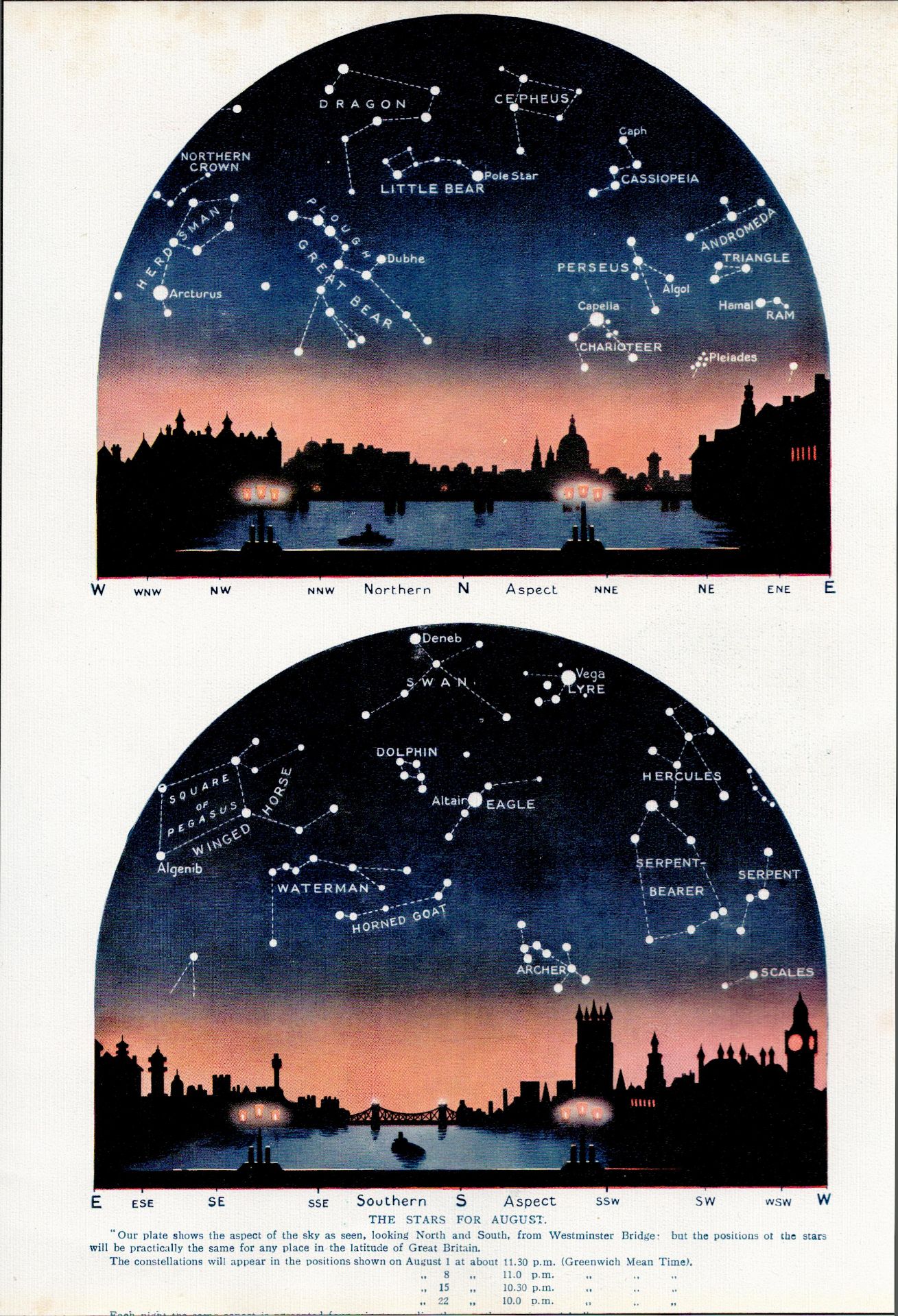 Collection of The Stars Over London Astronomy Antique Linen Book Plates - Image 8 of 10