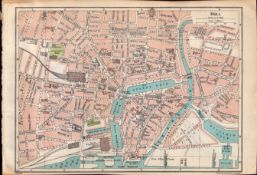 Hull City Street Plan Coloured Vintage 1924 Map.