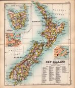 New Zealand Double Sided Antique 1896 Map.
