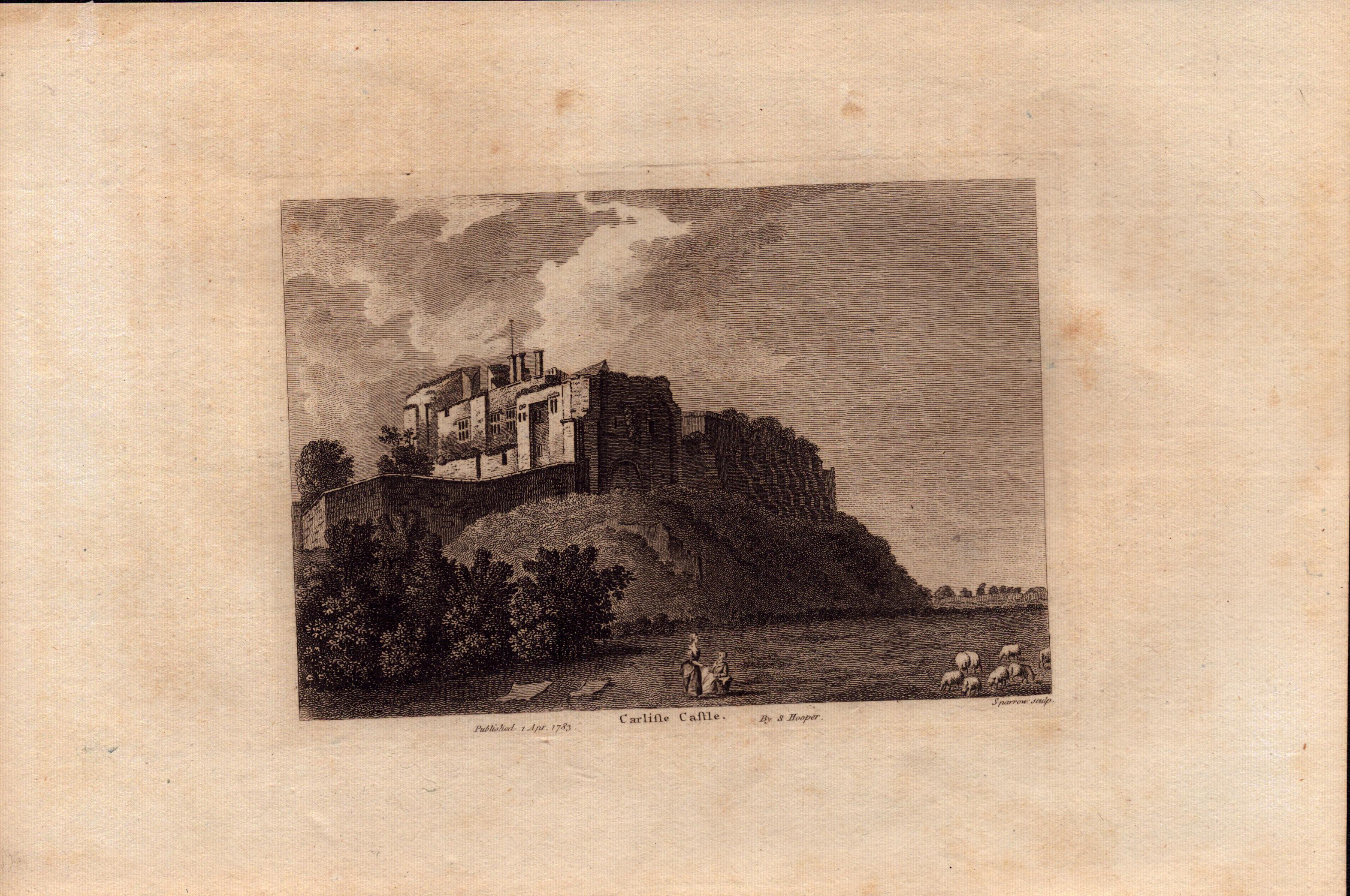 Cumbria Carlisle Castle Francis Grose Antique 1783 Copper Engraving.