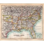 USA Southern States Double Sided Antique 1896 Map.