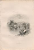 Enniscorthy Town Co Wexford 1837-38 Victorian Antique Engraving.