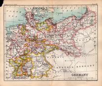 Central Germany Double Sided Antique 1896 Map.