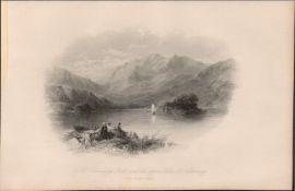 McGillycuddy Reeks Killarney 1837-38 Victorian Antique Engraving.