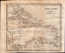 West Indies Rare 200 Years Old George VI Antique J Walker 1822 Map.