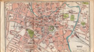 Norwich City Centre Road & Steet Plan Coloured Vintage 1924 Map.