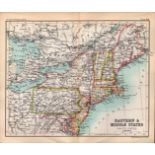 Eastern & Middle States Double Sided Antique 1896 Map.