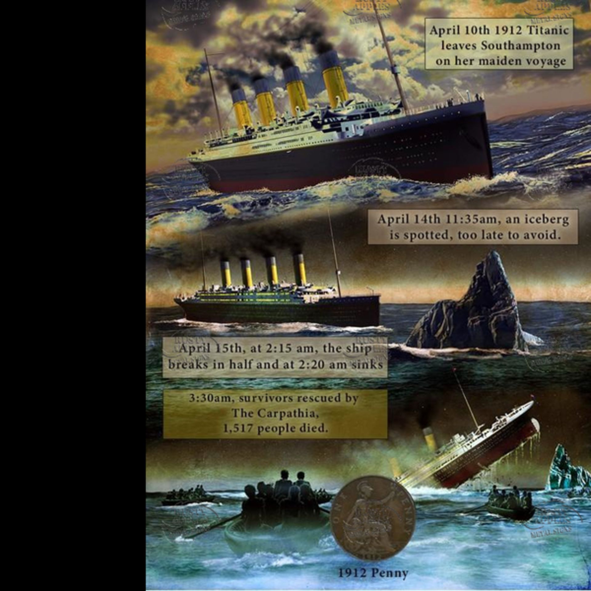 Titanic Disaster 15th April 1912 Original Antique Penny Metal Coin Gift Set