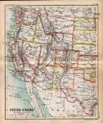 USA Western Division Double Sided Antique 1896 Map.