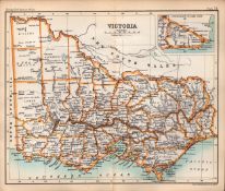 Victoria Australia Double Sided Antique 1896 Map.