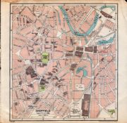 Sheffield City Centre Road Plan Vintage 1924 Map.
