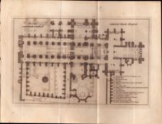 Hereford Cathedral Floor Plan Francis Grose Antique 1783 Copper Engraving.