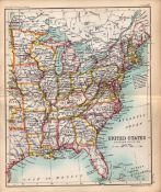 USA Eastern Division Double Sided Antique 1896 Map.