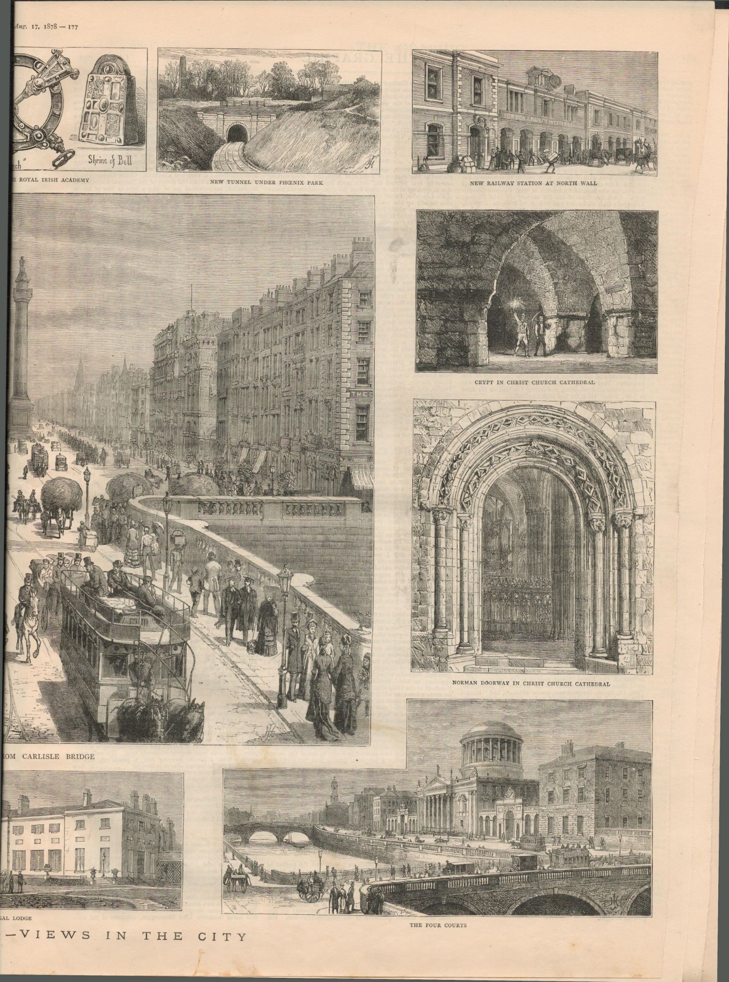 Rare Scenes of Dublin 8-Page Antique 1878 Woodgrain Prints - Image 3 of 6