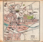 Lincoln City Centre Road Plan Vintage 1924 Map.