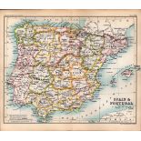 Spain Gibraltar Portugal Double Sided Antique 1896 Map.