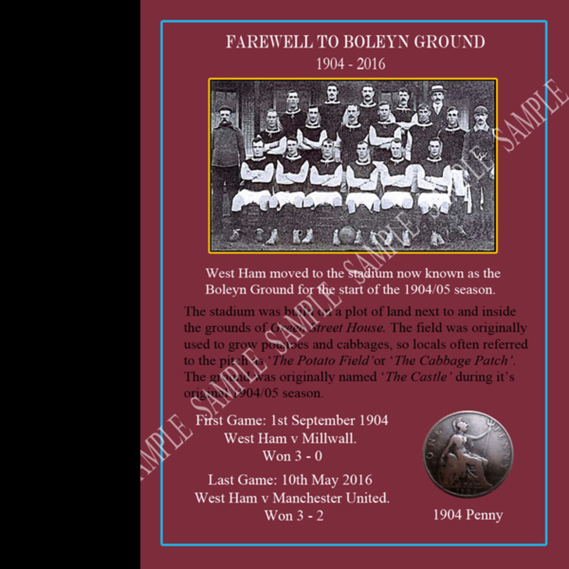 West Ham United ""Farewell To The Boleyn"" 1904 Metal Gift Set