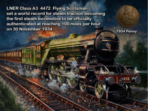 Flying Scotsman Train 100 mph 1934 Speed Record Metal Art Coin Set 1