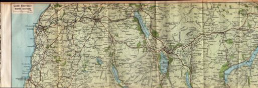 Lake District North Section Coloured Vintage 1924 Map.