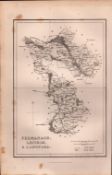 Fermanagh Leitrim B/W Antique 1850’s Map Mrs Hall Tour of Ireland.
