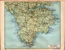 The Lizard Cornwall Coloured Vintage 1924 Map.