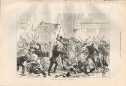 Irish Home Rule Glasgow City Centre Riots Antique 1880 Print