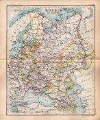 Russia In Europe Double Sided Antique 1896 Map.