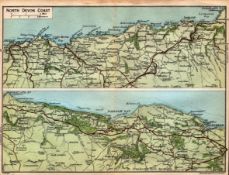North Devon Coast Coloured Vintage 1924 Map.