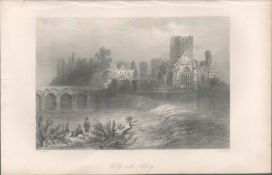 Antique Steel Engraving 1850s Holy Cross Abbey Tipperary.
