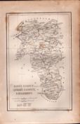 Kings & Queens County B/W Antique 1850’s Map Mrs Hall Tour of Ireland.