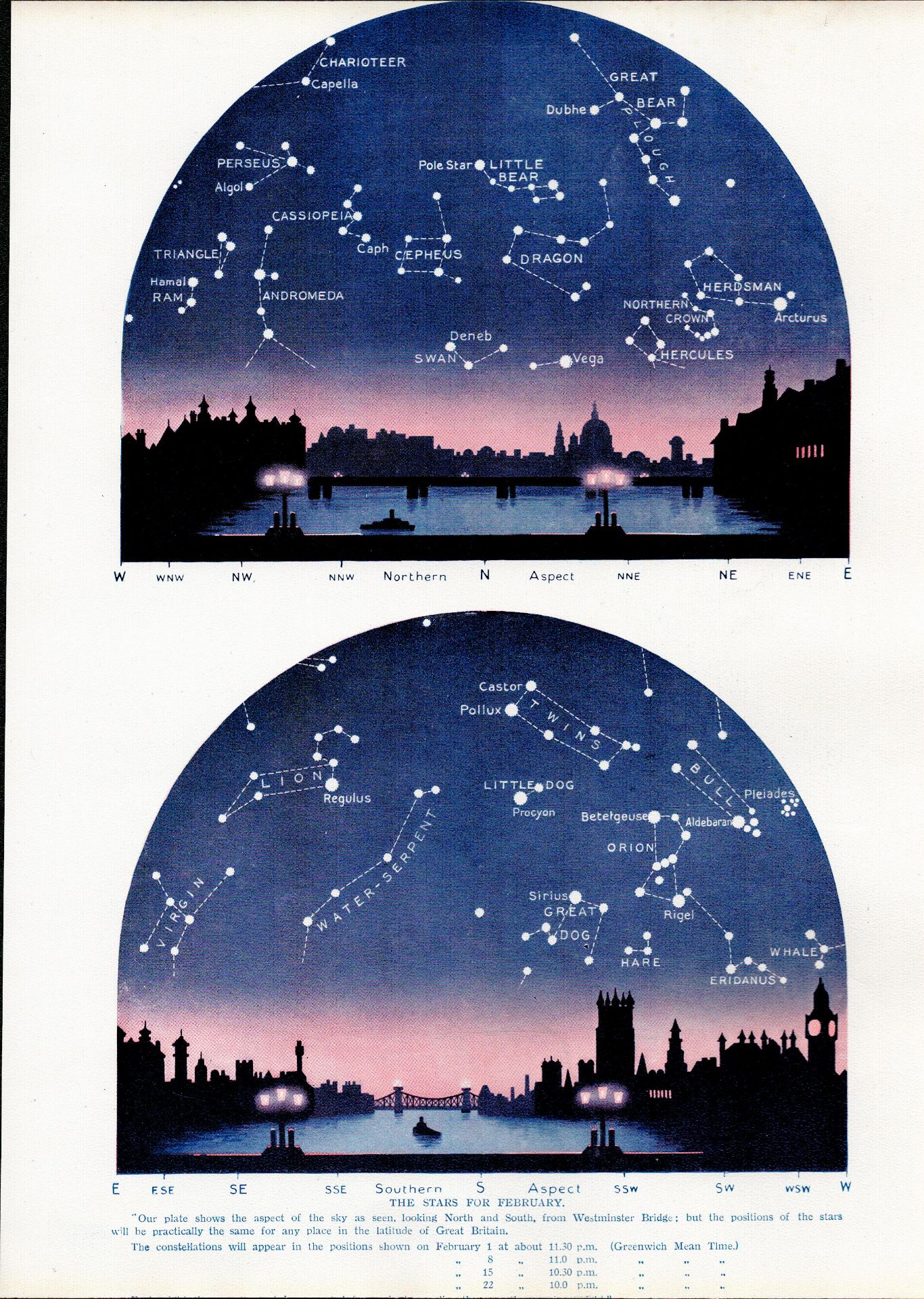 Collection of The Stars Over London Astronomy Antique Linen Book Plates - Image 9 of 10