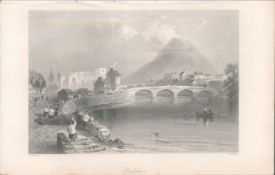 Antique Steel Engraving 1850s Ballina Co Mayo.