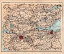 Central Scotland Double Sided Victorian 1896 Map.