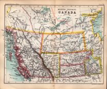 Canada Western Provinces Double Sided Antique 1896 Map.