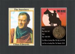 John Wayne Cowboy Characters Mounted Card & Coin Gift Set.