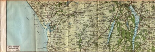 Lake District South Section Coloured Vintage 1924 Map.