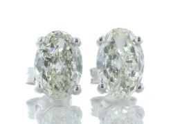 18ct White Gold Single Stone Oval Cut Diamond Earring 2.55 Carats